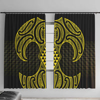 Mahi-dawg Maori Ta Moko Poutama Art Window Curtain LT9 With Hooks Yellow - Polynesian Pride