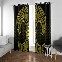 Mahi-dawg Maori Ta Moko Poutama Art Window Curtain LT9 With Grommets Yellow - Polynesian Pride