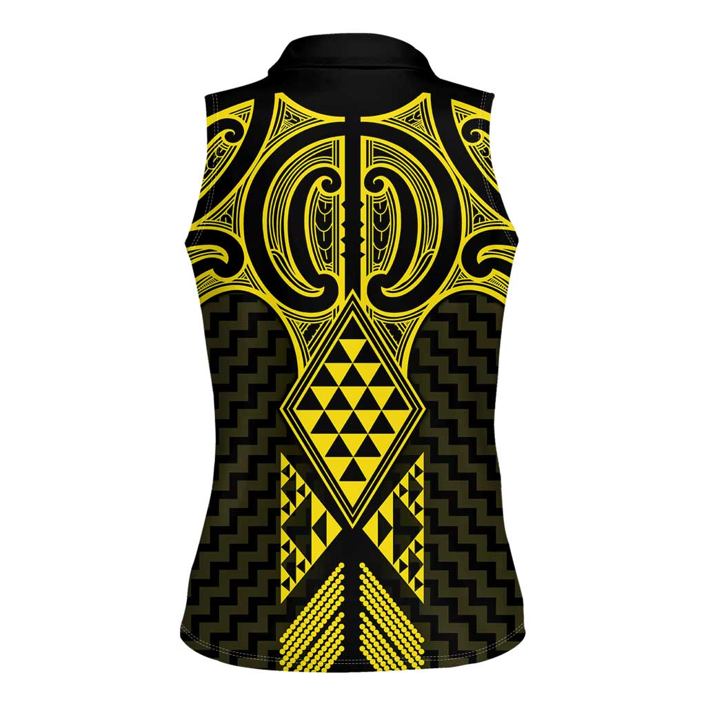 Mahi-dawg Maori Ta Moko Poutama Art Women Sleeveless Polo Shirt LT9 - Polynesian Pride
