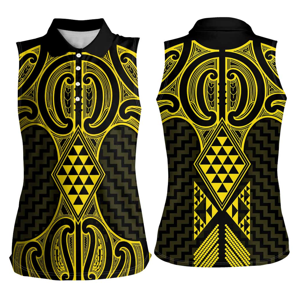 Mahi-dawg Maori Ta Moko Poutama Art Women Sleeveless Polo Shirt LT9 - Polynesian Pride