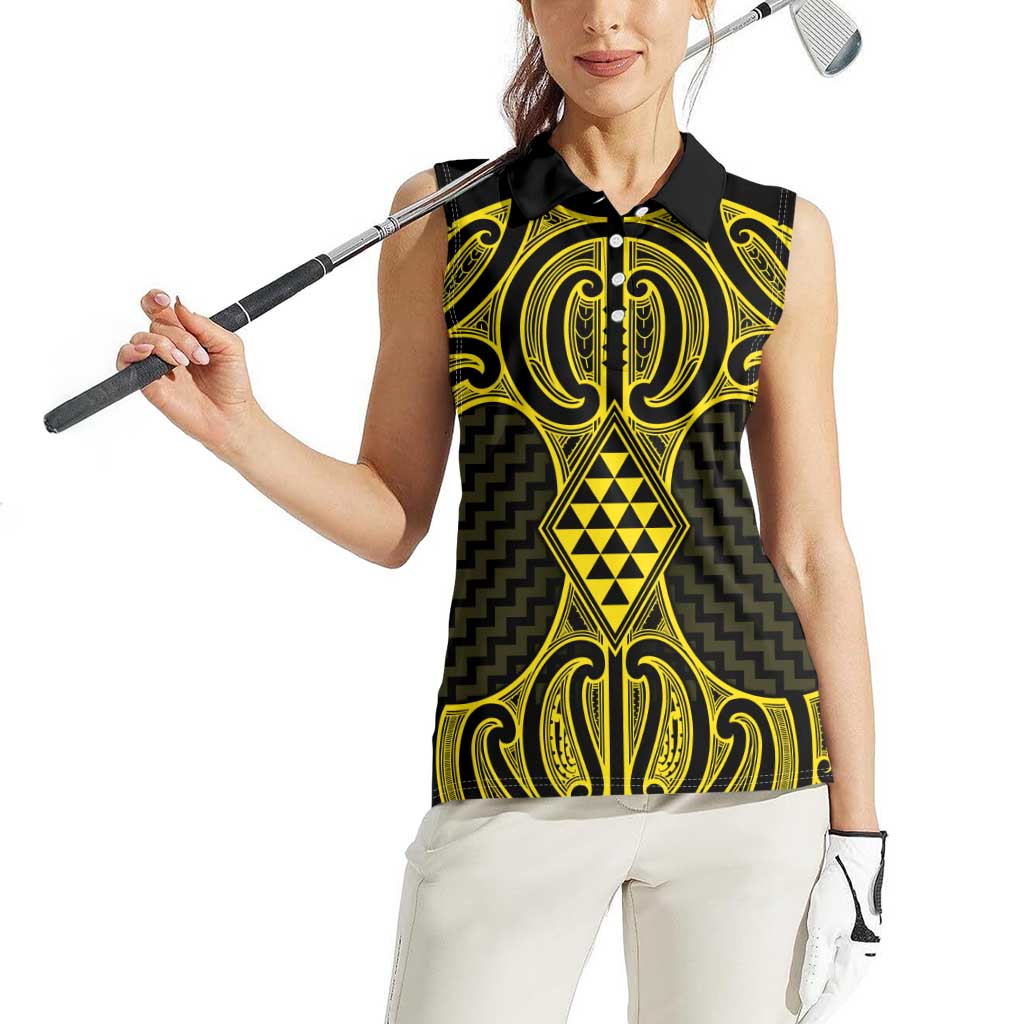 Mahi-dawg Maori Ta Moko Poutama Art Women Sleeveless Polo Shirt LT9 - Polynesian Pride