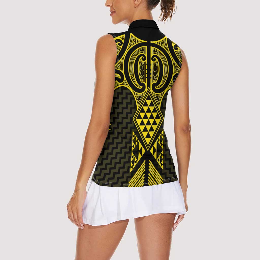 Mahi-dawg Maori Ta Moko Poutama Art Women Sleeveless Polo Shirt LT9 - Polynesian Pride
