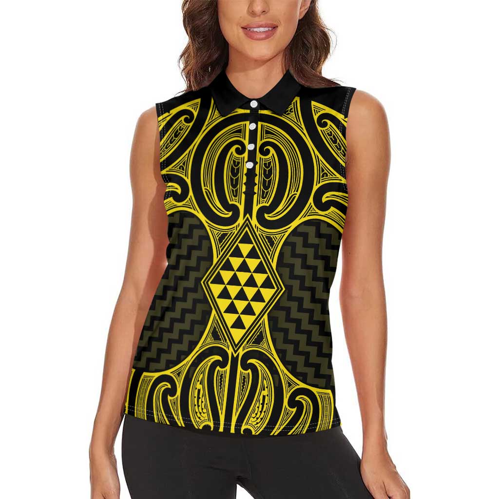 Mahi-dawg Maori Ta Moko Poutama Art Women Sleeveless Polo Shirt LT9 - Polynesian Pride