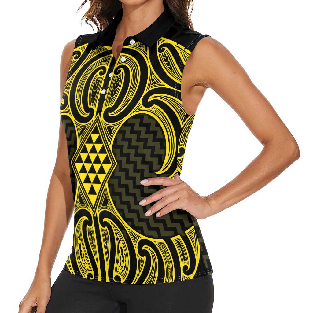 Mahi-dawg Maori Ta Moko Poutama Art Women Sleeveless Polo Shirt LT9 - Polynesian Pride