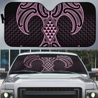 Mawhero Maori Ta Moko Poutama Art Auto Sun Shade LT9 Pink - Polynesian Pride