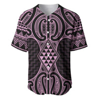 Mawhero Maori Ta Moko Poutama Art Baseball Jersey LT9 Pink - Polynesian Pride