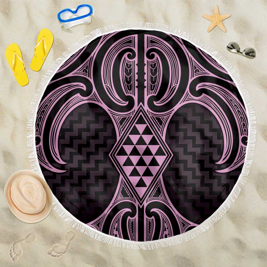 Mawhero Maori Ta Moko Poutama Art Beach Blanket LT9 One Size 150cm Pink - Polynesian Pride