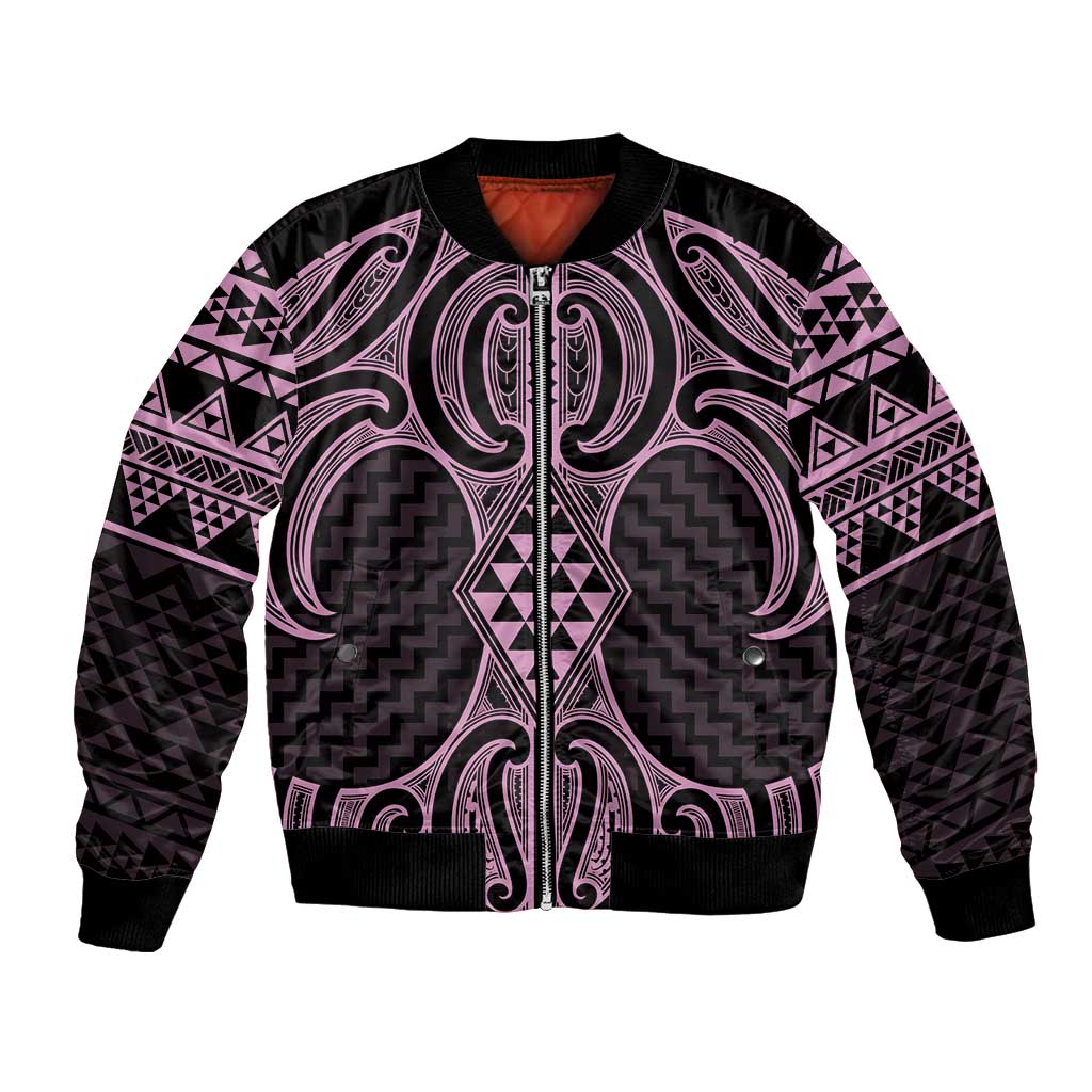 Mawhero Maori Ta Moko Poutama Art Bomber Jacket LT9 Unisex Pink - Polynesian Pride