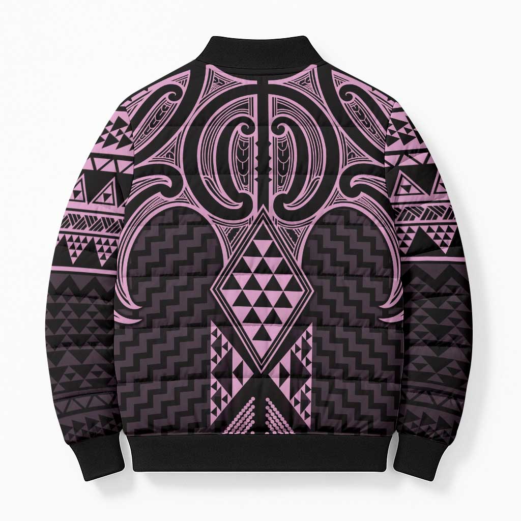 Mawhero Maori Ta Moko Poutama Art Bomber Puffer Jacket - Polynesian Pride
