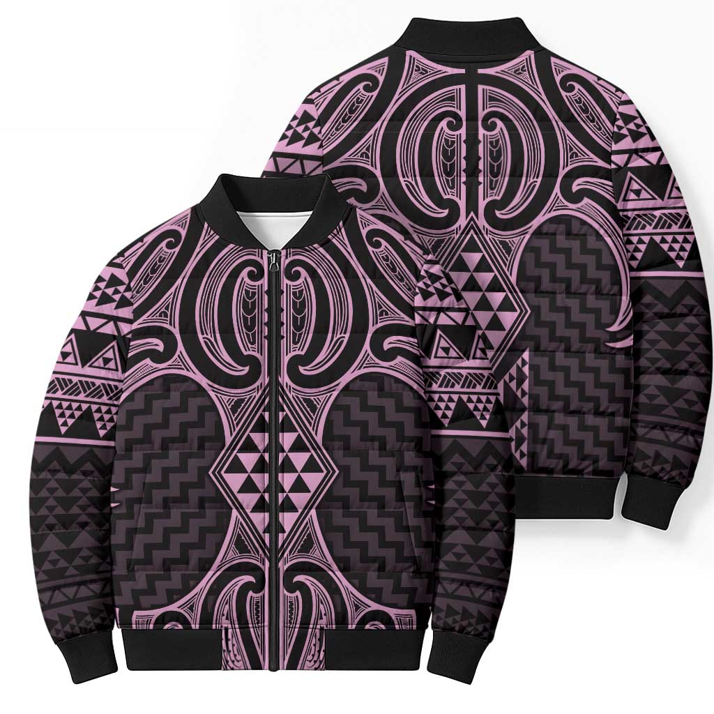 Mawhero Maori Ta Moko Poutama Art Bomber Puffer Jacket - Polynesian Pride