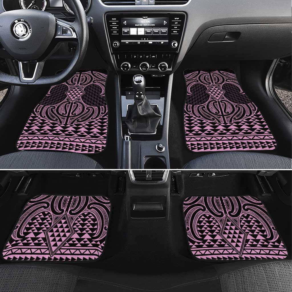 Mawhero Maori Ta Moko Poutama Art Car Mats LT9 Set 4pcs Pink - Polynesian Pride