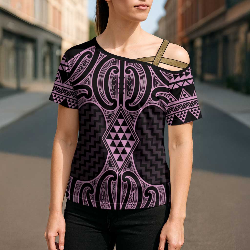 Mawhero Maori Ta Moko Poutama Art Cross Shoulder Shirt - Polynesian Pride