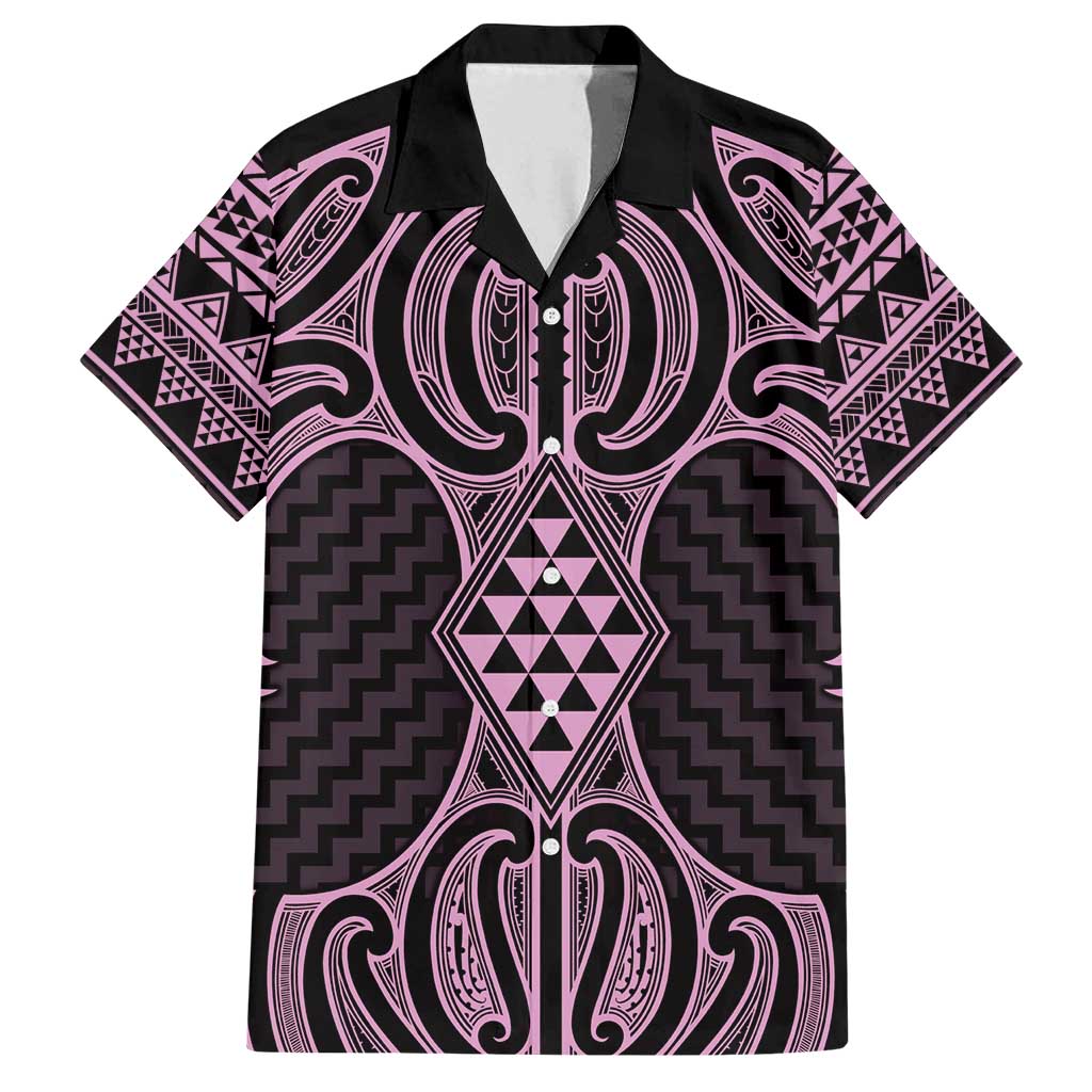 Mawhero Maori Ta Moko Poutama Art Family Matching Long Sleeve Bodycon Dress and Hawaiian Shirt LT9 Dad's Shirt - Short Sleeve Pink - Polynesian Pride