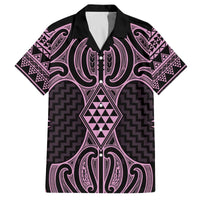 Mawhero Maori Ta Moko Poutama Art Family Matching Off The Shoulder Long Sleeve Dress and Hawaiian Shirt LT9 Dad's Shirt - Short Sleeve Pink - Polynesian Pride