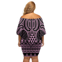 Mawhero Maori Ta Moko Poutama Art Family Matching Off Shoulder Short Dress and Hawaiian Shirt LT9 - Polynesian Pride