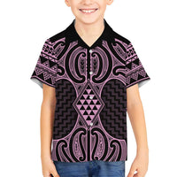 Mawhero Maori Ta Moko Poutama Art Family Matching Summer Maxi Dress and Hawaiian Shirt LT9 Son's Shirt Pink - Polynesian Pride