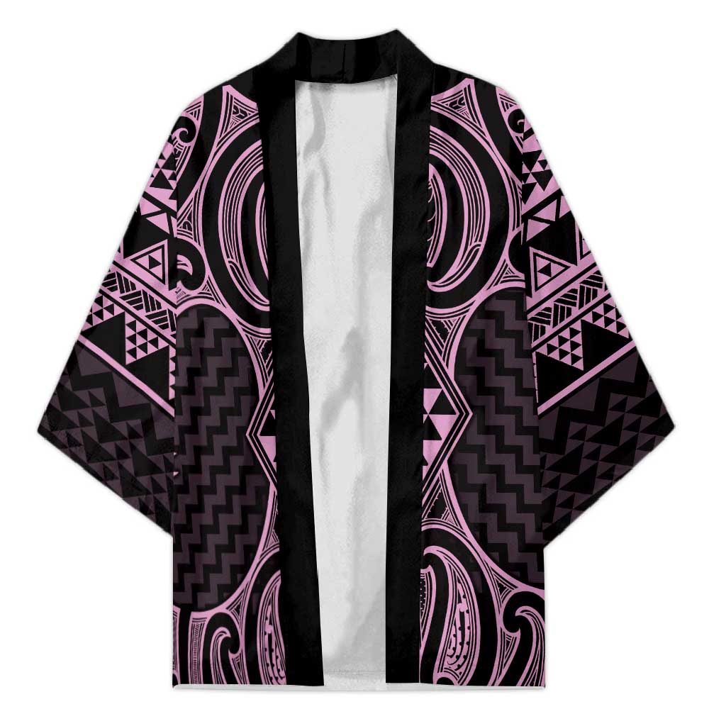 Mawhero Maori Ta Moko Poutama Art Kimono LT9 Unisex Pink - Polynesian Pride