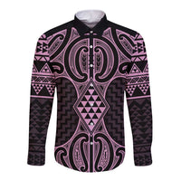 Mawhero Maori Ta Moko Poutama Art Long Sleeve Button Shirt