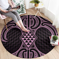 Mawhero Maori Ta Moko Poutama Art Round Carpet
