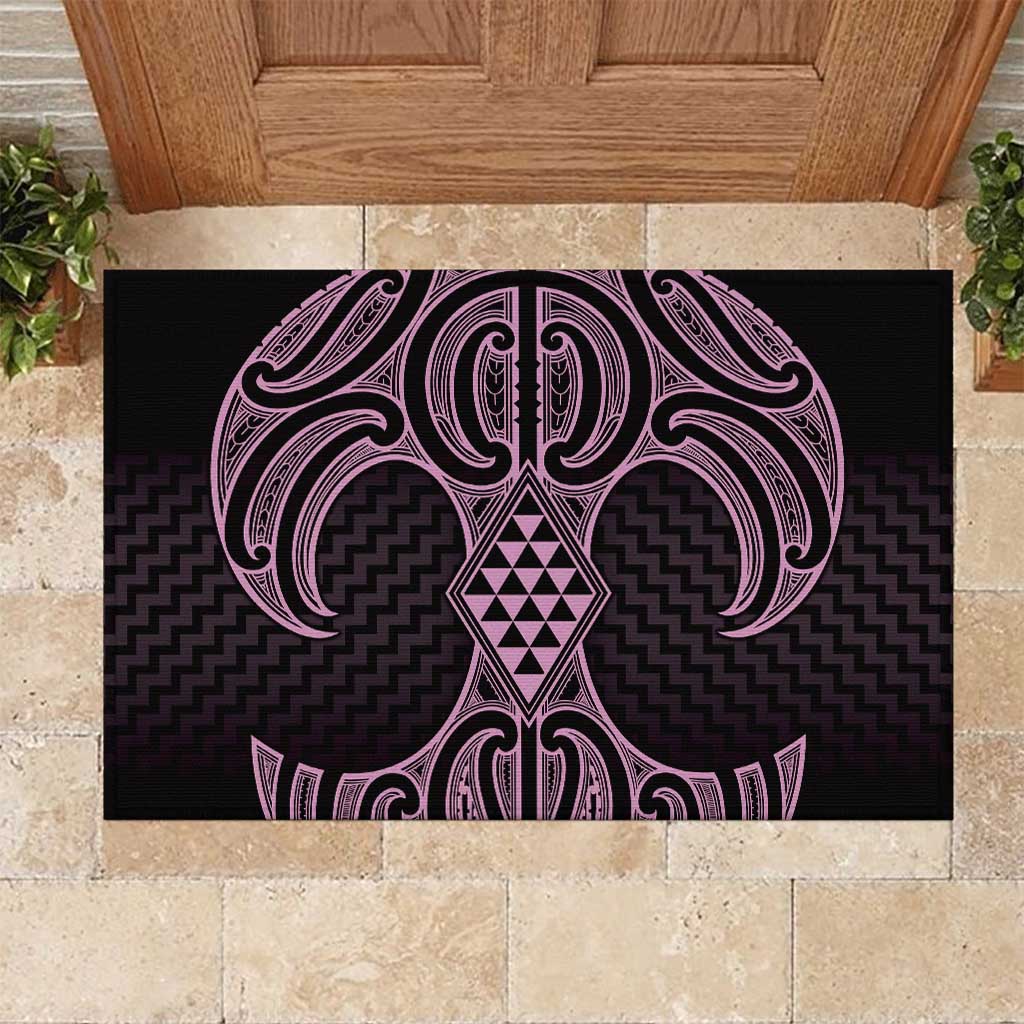 Mawhero Maori Ta Moko Poutama Art Rubber Doormat LT9 Pink - Polynesian Pride