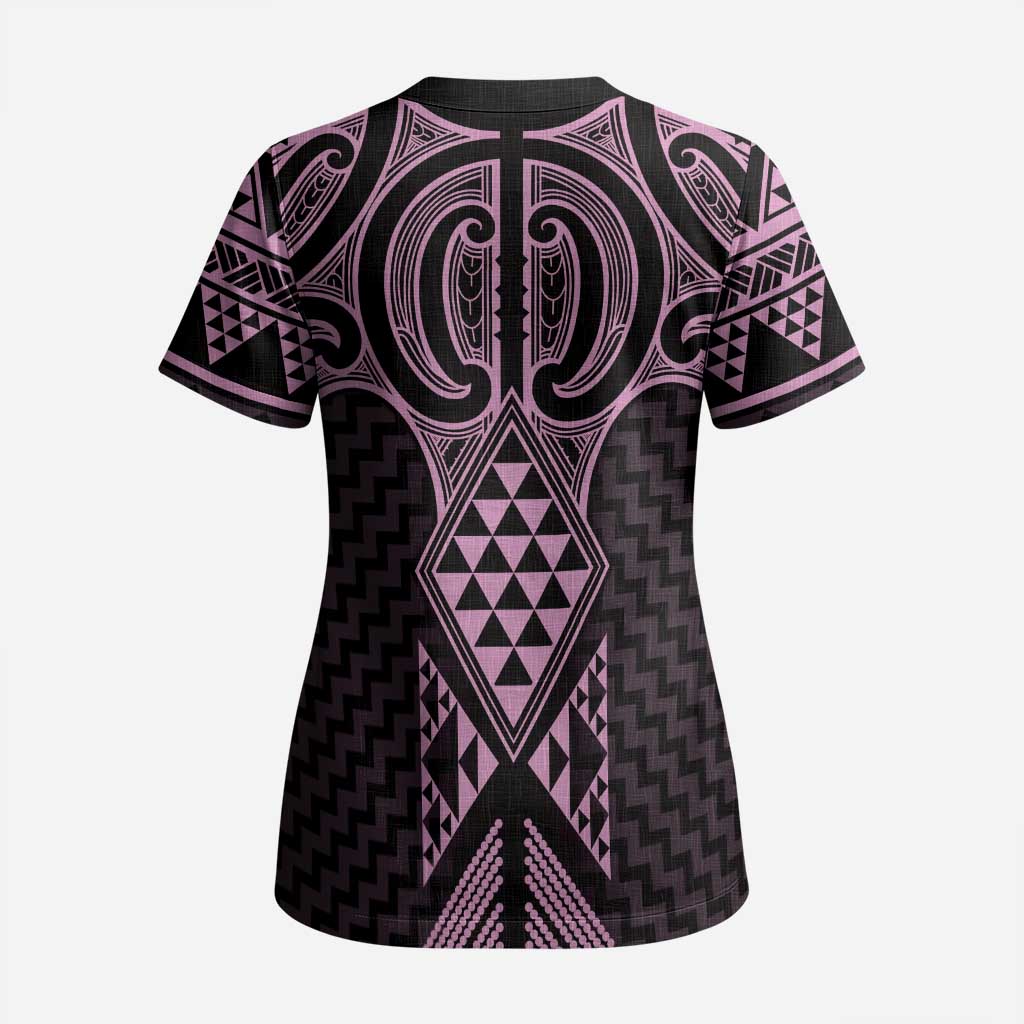 Mawhero Maori Ta Moko Poutama Art Scrub Top - Polynesian Pride