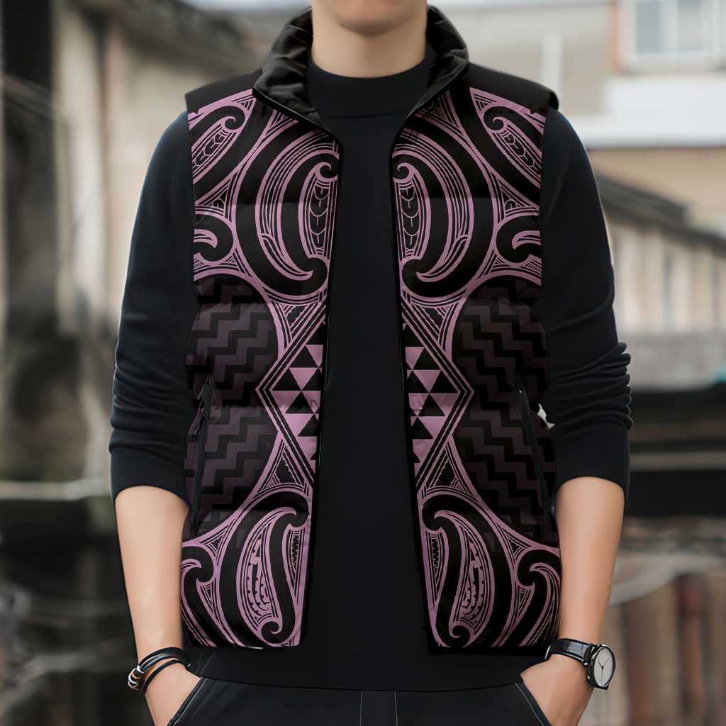 Mawhero Maori Ta Moko Poutama Art Sleeveless Puffer Jacket - Polynesian Pride