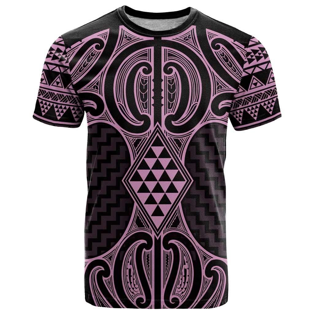 Mawhero Maori Ta Moko Poutama Art T Shirt LT9 Pink - Polynesian Pride