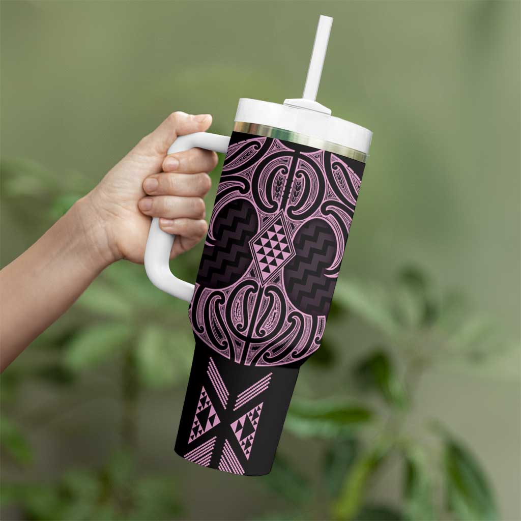 Mawhero Maori Ta Moko Poutama Art Tumbler With Handle