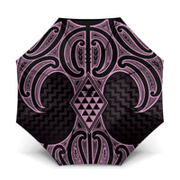 Mawhero Maori Ta Moko Poutama Art Umbrella LT9 One Size Folded 11.42 inch Opened Diameter 37.4 inch Pink - Polynesian Pride