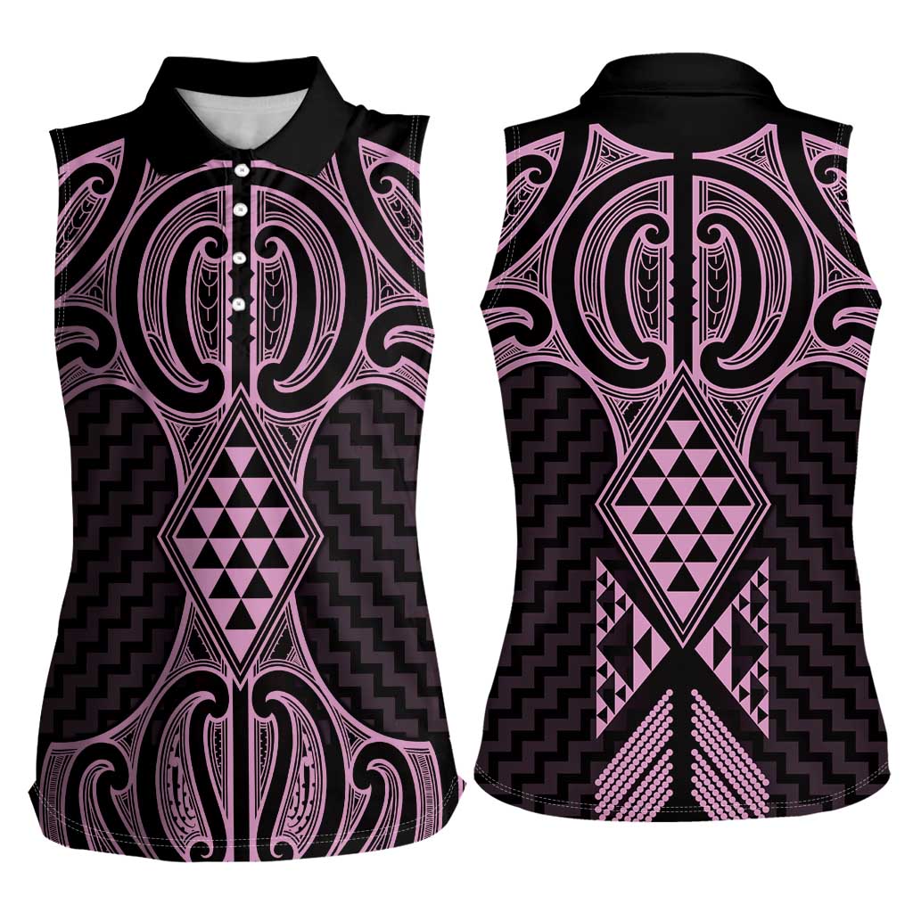 Mawhero Maori Ta Moko Poutama Art Women Sleeveless Polo Shirt LT9 - Polynesian Pride