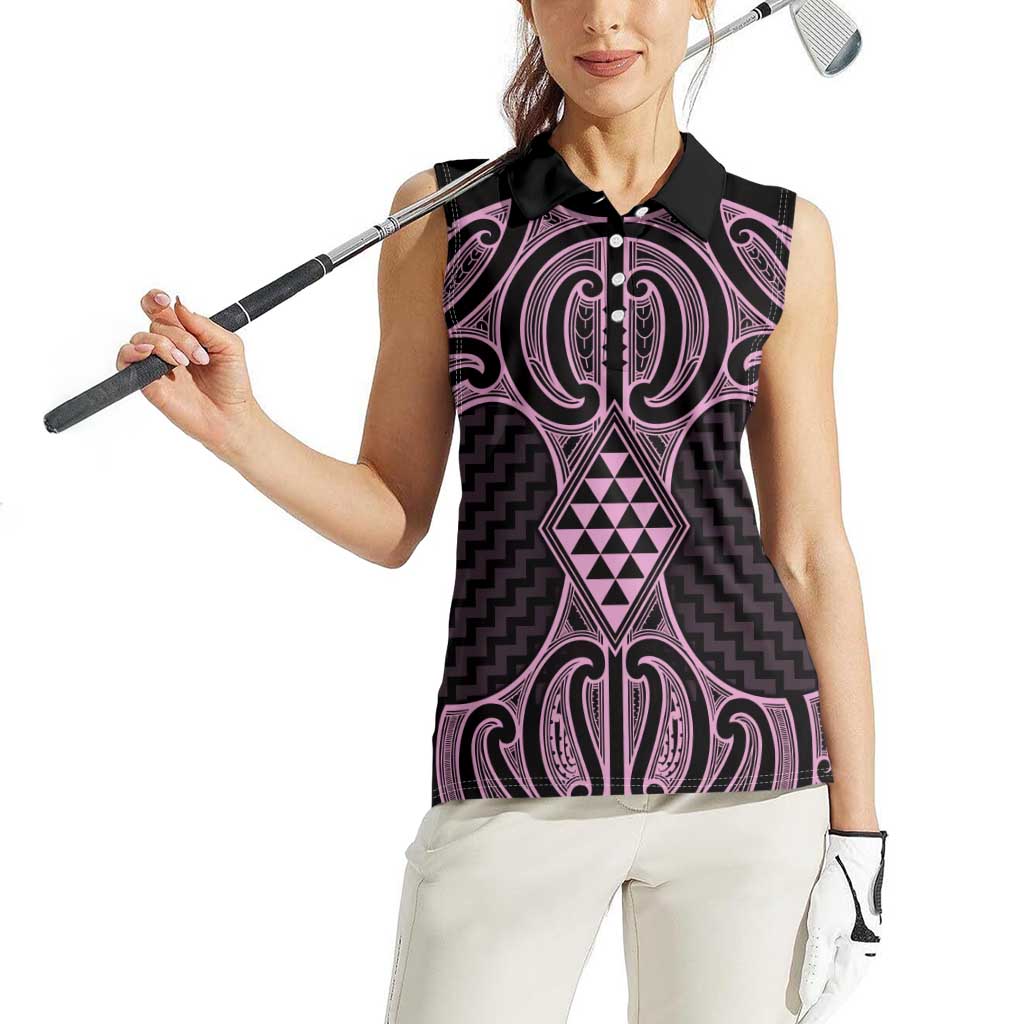 Mawhero Maori Ta Moko Poutama Art Women Sleeveless Polo Shirt LT9 - Polynesian Pride