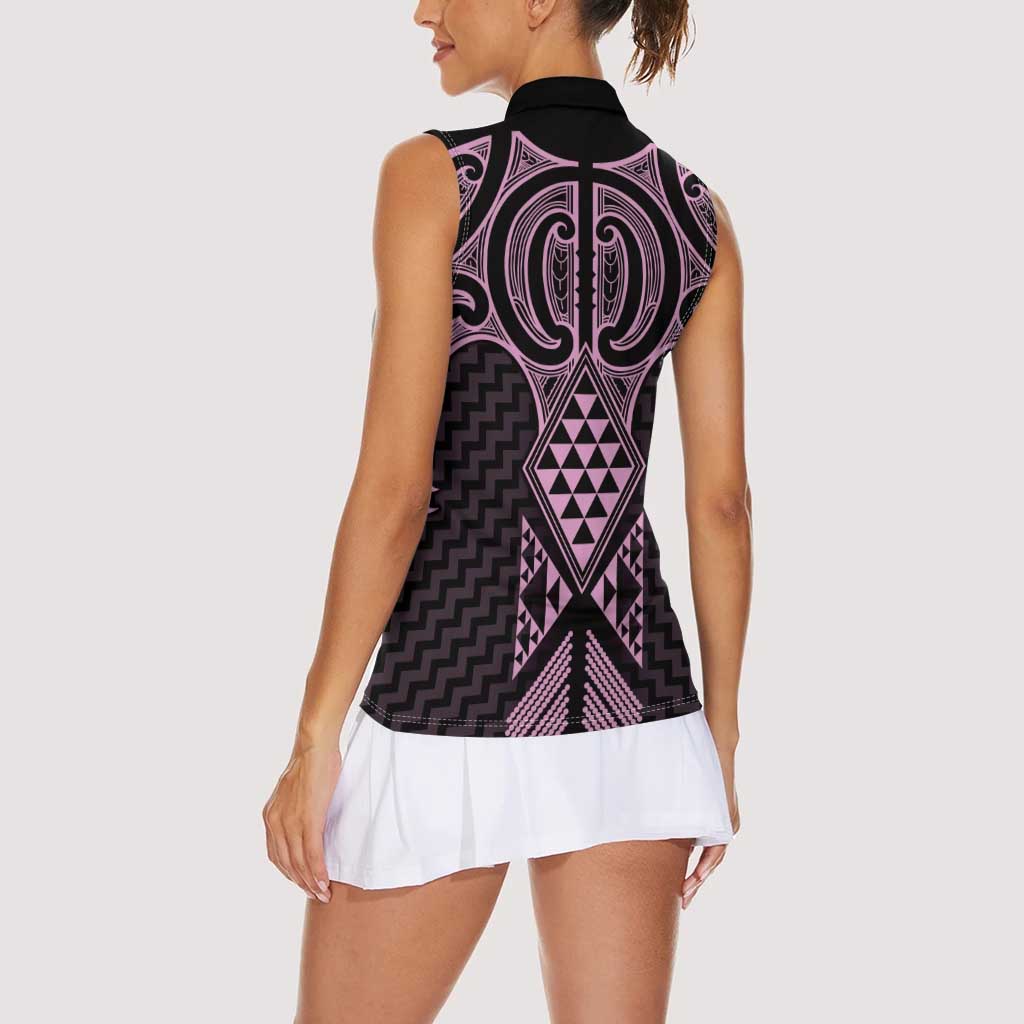 Mawhero Maori Ta Moko Poutama Art Women Sleeveless Polo Shirt LT9 - Polynesian Pride