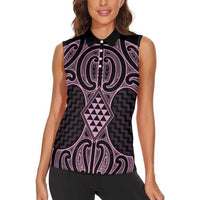 Mawhero Maori Ta Moko Poutama Art Women Sleeveless Polo Shirt LT9 - Polynesian Pride