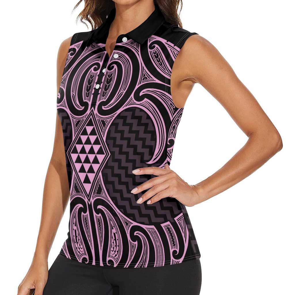 Mawhero Maori Ta Moko Poutama Art Women Sleeveless Polo Shirt LT9 - Polynesian Pride