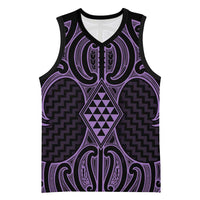 Waiporoporo Maori Ta Moko Poutama Art Basketball Jersey LT9 Unisex Purple - Polynesian Pride