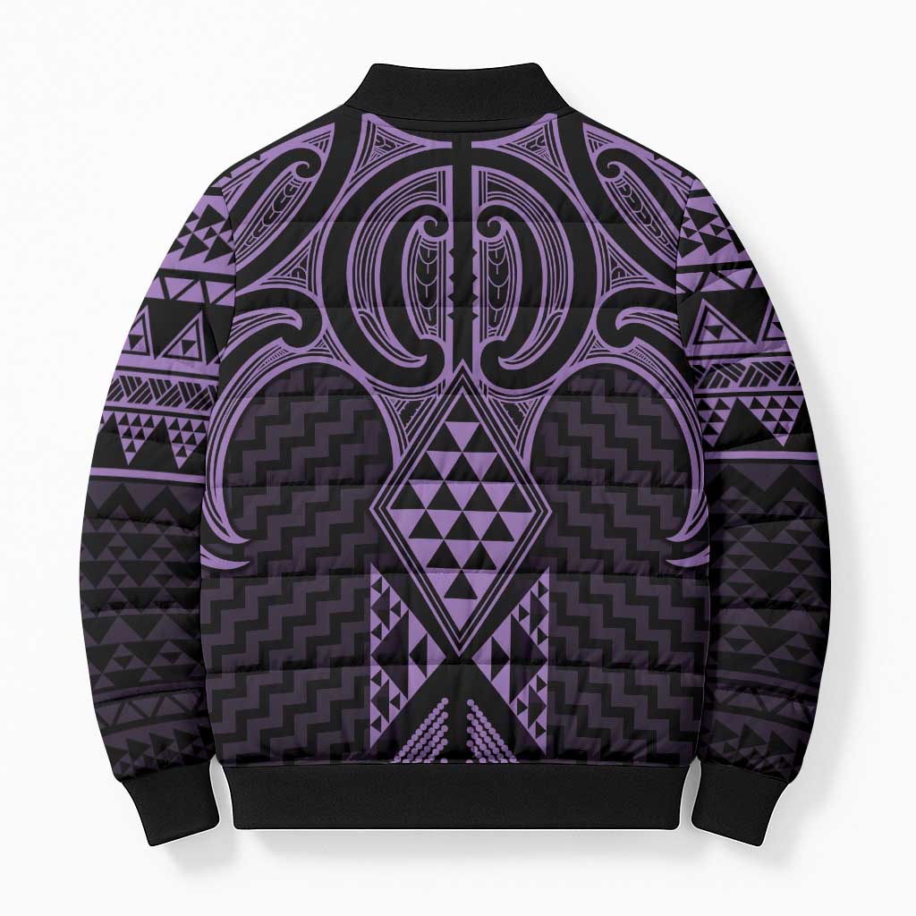 Waiporoporo Maori Ta Moko Poutama Art Bomber Puffer Jacket - Polynesian Pride