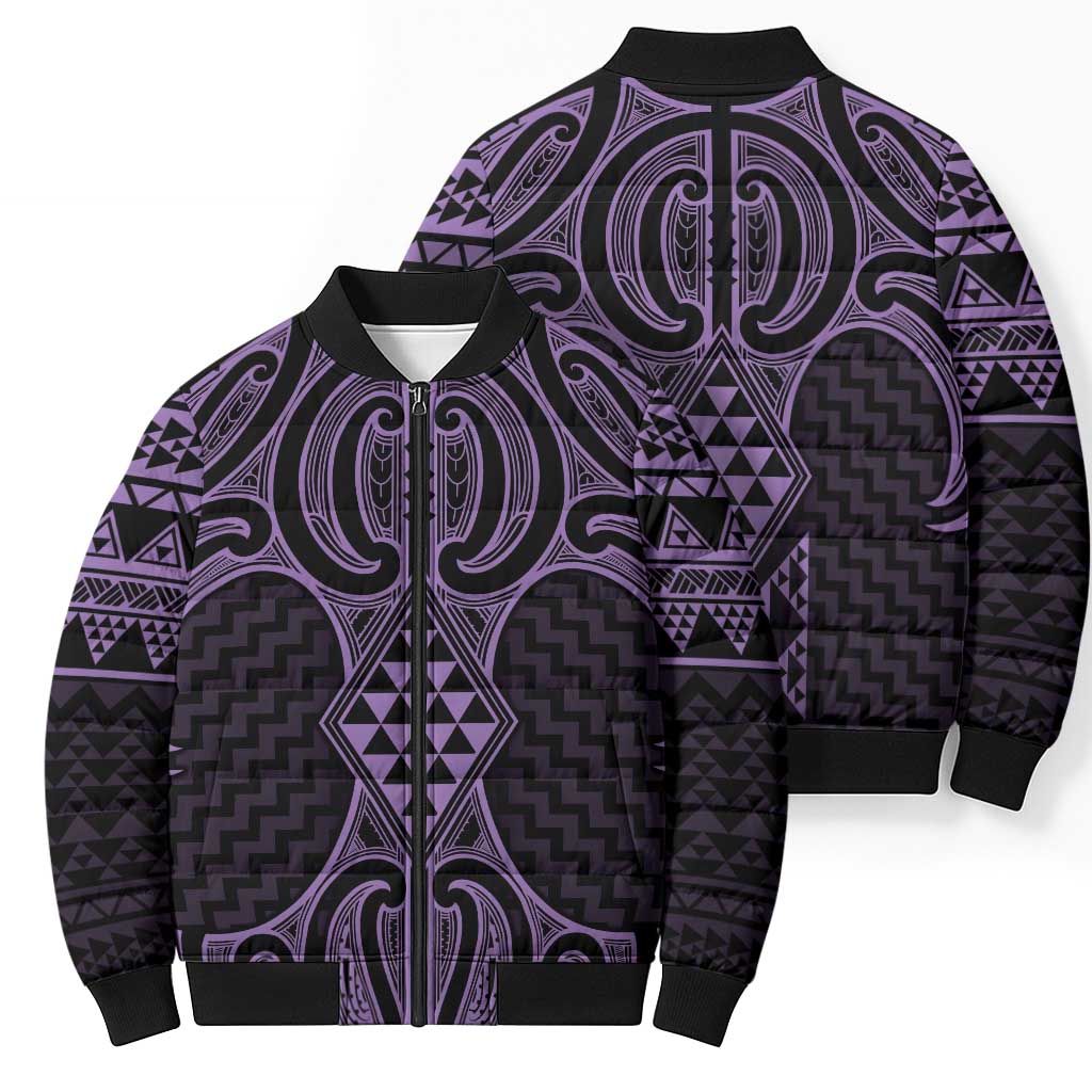 Waiporoporo Maori Ta Moko Poutama Art Bomber Puffer Jacket - Polynesian Pride