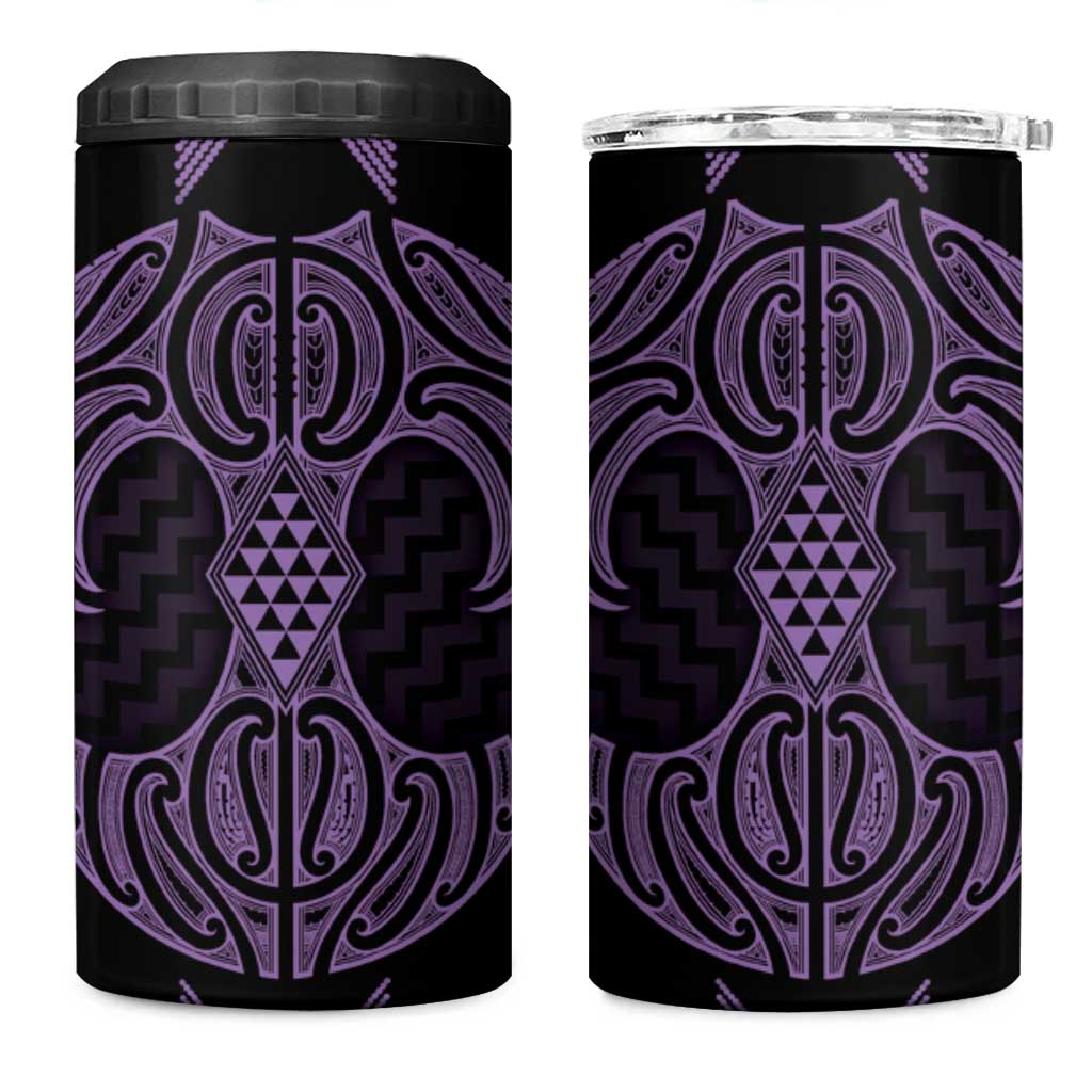 Waiporoporo Maori Ta Moko Poutama Art 4 in 1 Can Cooler Tumbler LT9 One Size: 16 oz Purple - Polynesian Pride