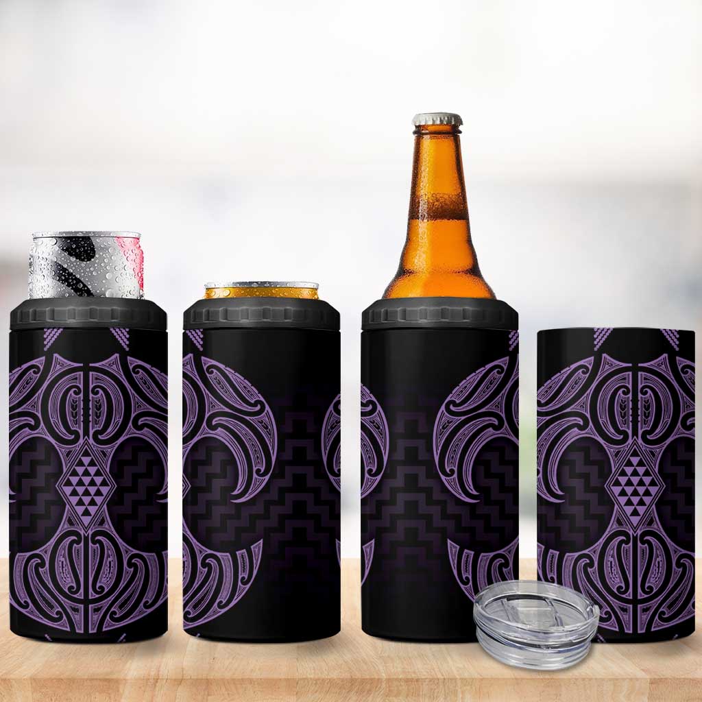 Waiporoporo Maori Ta Moko Poutama Art 4 in 1 Can Cooler Tumbler LT9 - Polynesian Pride