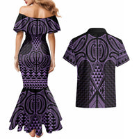Waiporoporo Maori Ta Moko Poutama Art Couples Matching Mermaid Dress and Hawaiian Shirt LT9 - Polynesian Pride