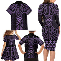 Waiporoporo Maori Ta Moko Poutama Art Family Matching Long Sleeve Bodycon Dress and Hawaiian Shirt LT9 - Polynesian Pride