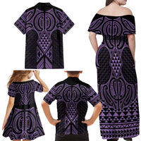 Waiporoporo Maori Ta Moko Poutama Art Family Matching Off Shoulder Maxi Dress and Hawaiian Shirt LT9 - Polynesian Pride