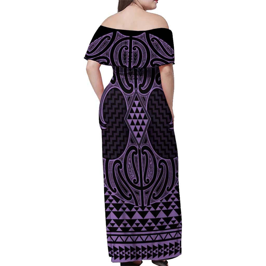 Waiporoporo Maori Ta Moko Poutama Art Family Matching Off Shoulder Maxi Dress and Hawaiian Shirt LT9 - Polynesian Pride