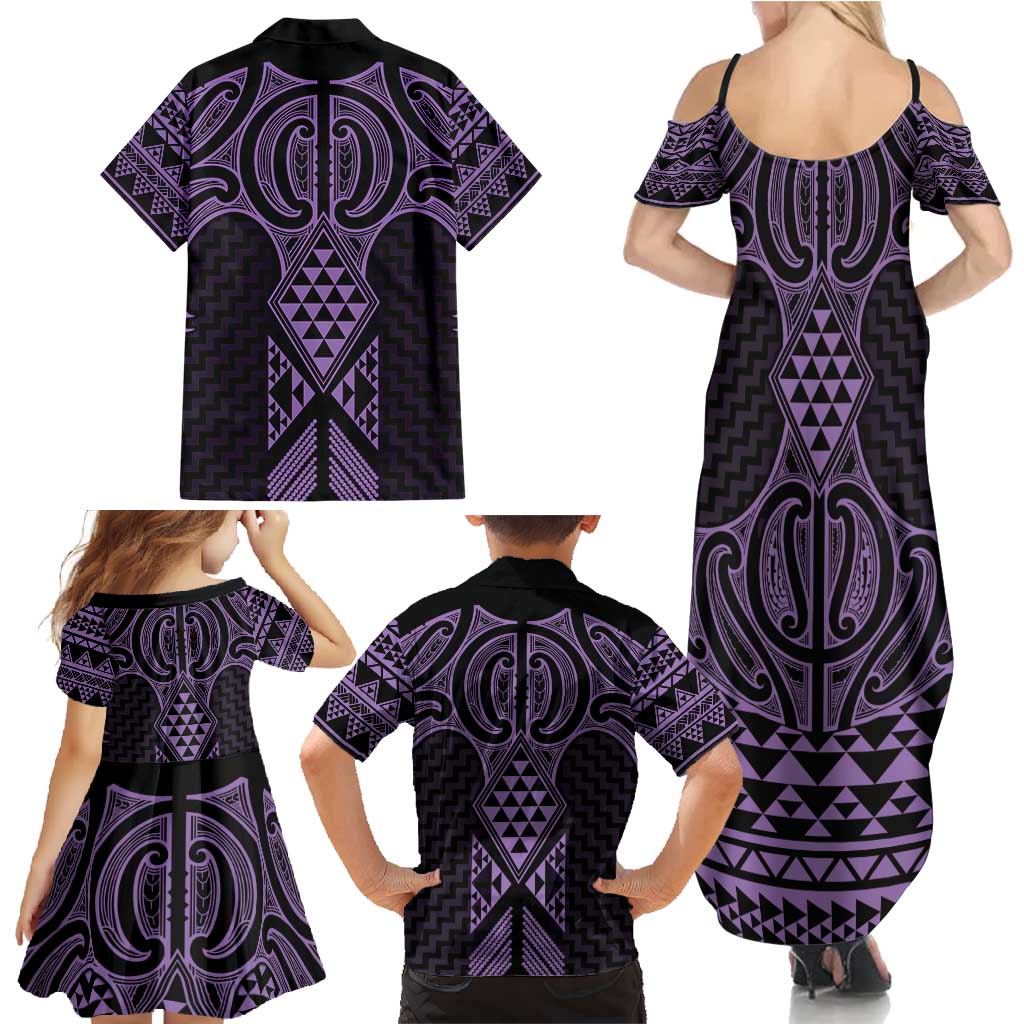 Waiporoporo Maori Ta Moko Poutama Art Family Matching Summer Maxi Dress and Hawaiian Shirt LT9 - Polynesian Pride