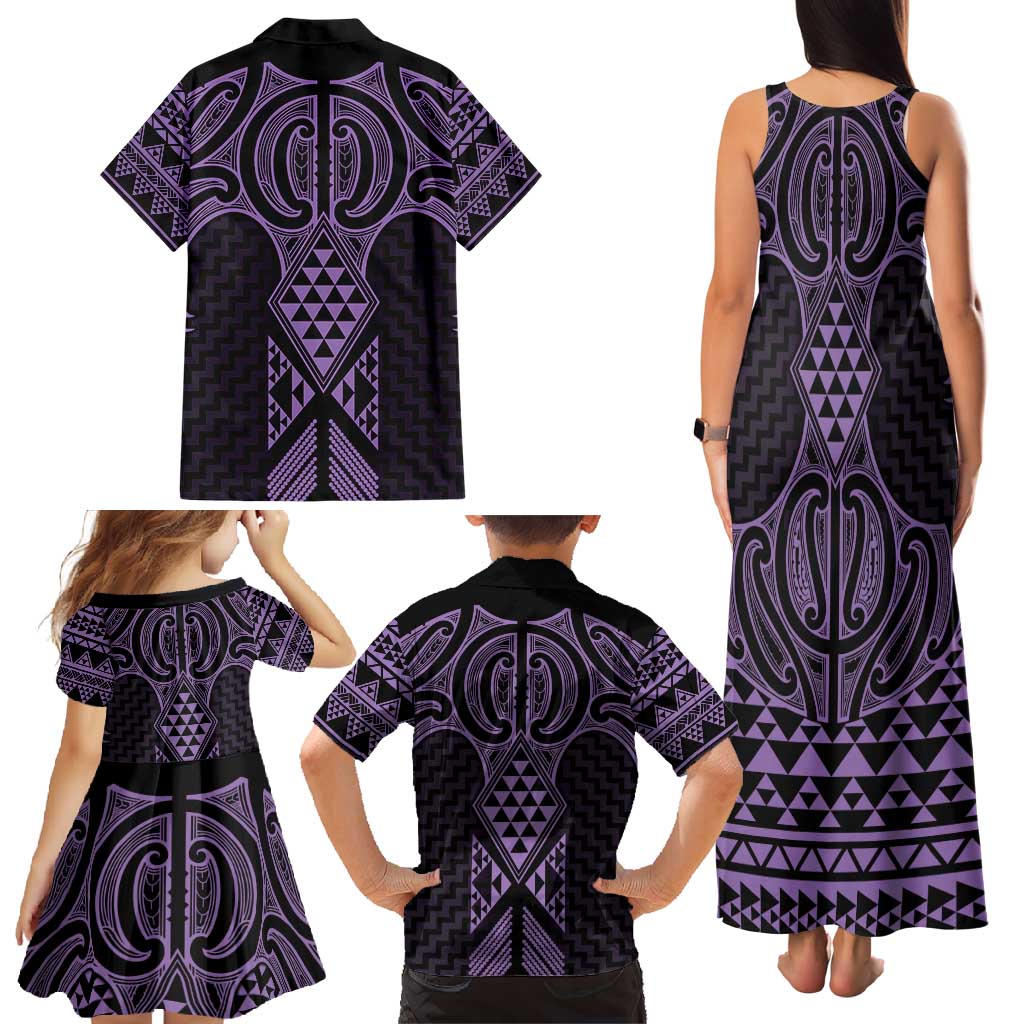 Waiporoporo Maori Ta Moko Poutama Art Family Matching Tank Maxi Dress and Hawaiian Shirt LT9 - Polynesian Pride