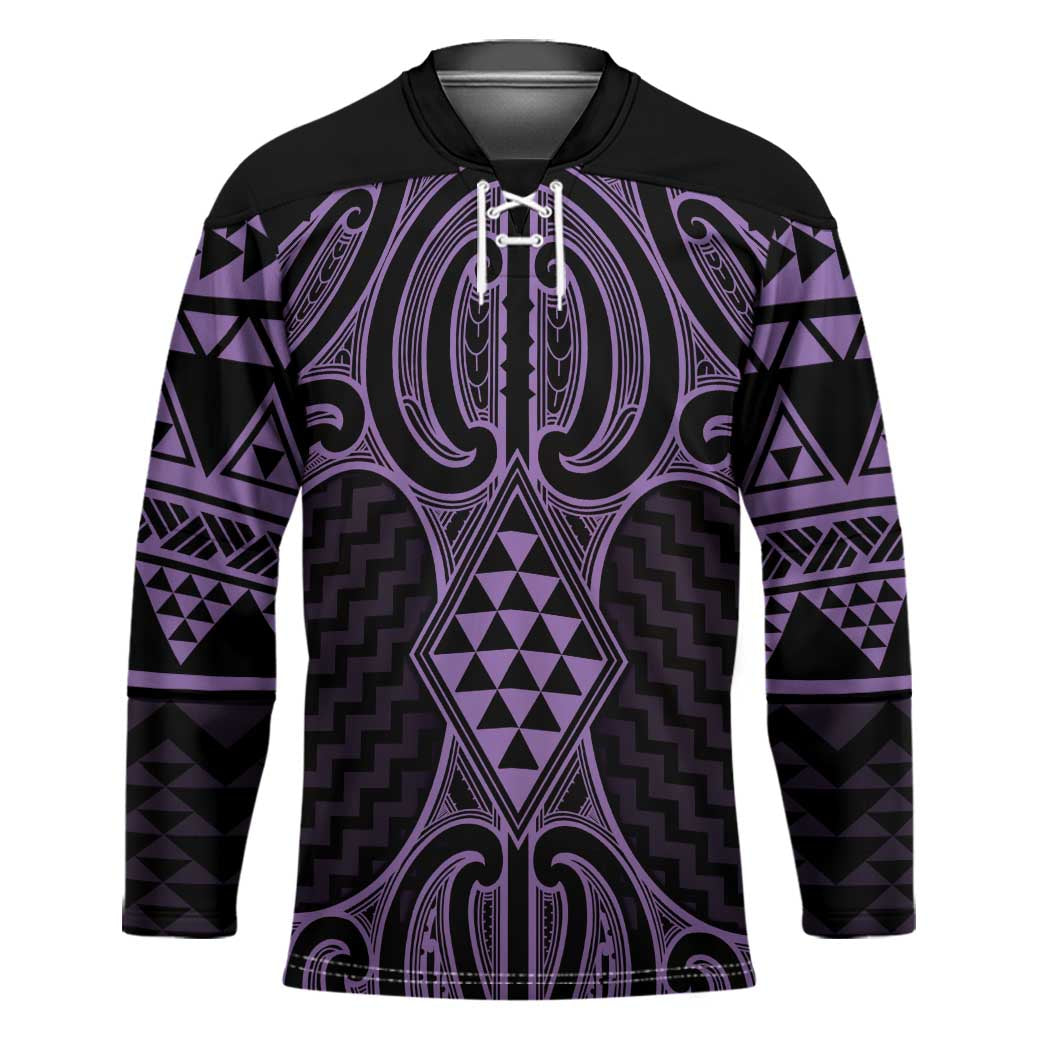 Waiporoporo Maori Ta Moko Poutama Art Hockey Jersey LT9 Unisex Purple - Polynesian Pride