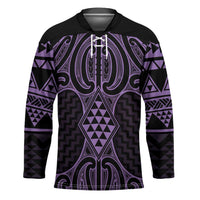 Waiporoporo Maori Ta Moko Poutama Art Hockey Jersey LT9 Unisex Purple - Polynesian Pride