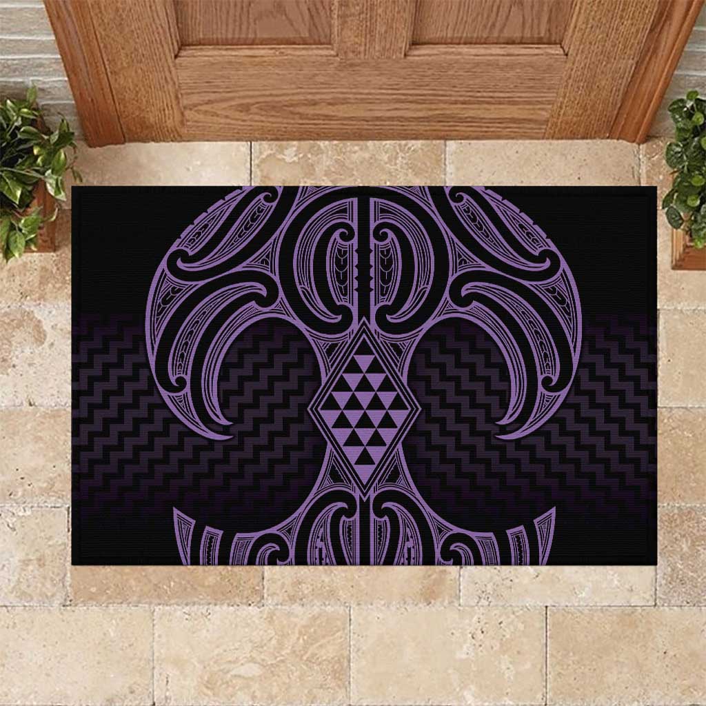 Waiporoporo Maori Ta Moko Poutama Art Rubber Doormat LT9 Purple - Polynesian Pride