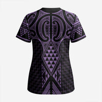 Waiporoporo Maori Ta Moko Poutama Art Scrub Top - Polynesian Pride