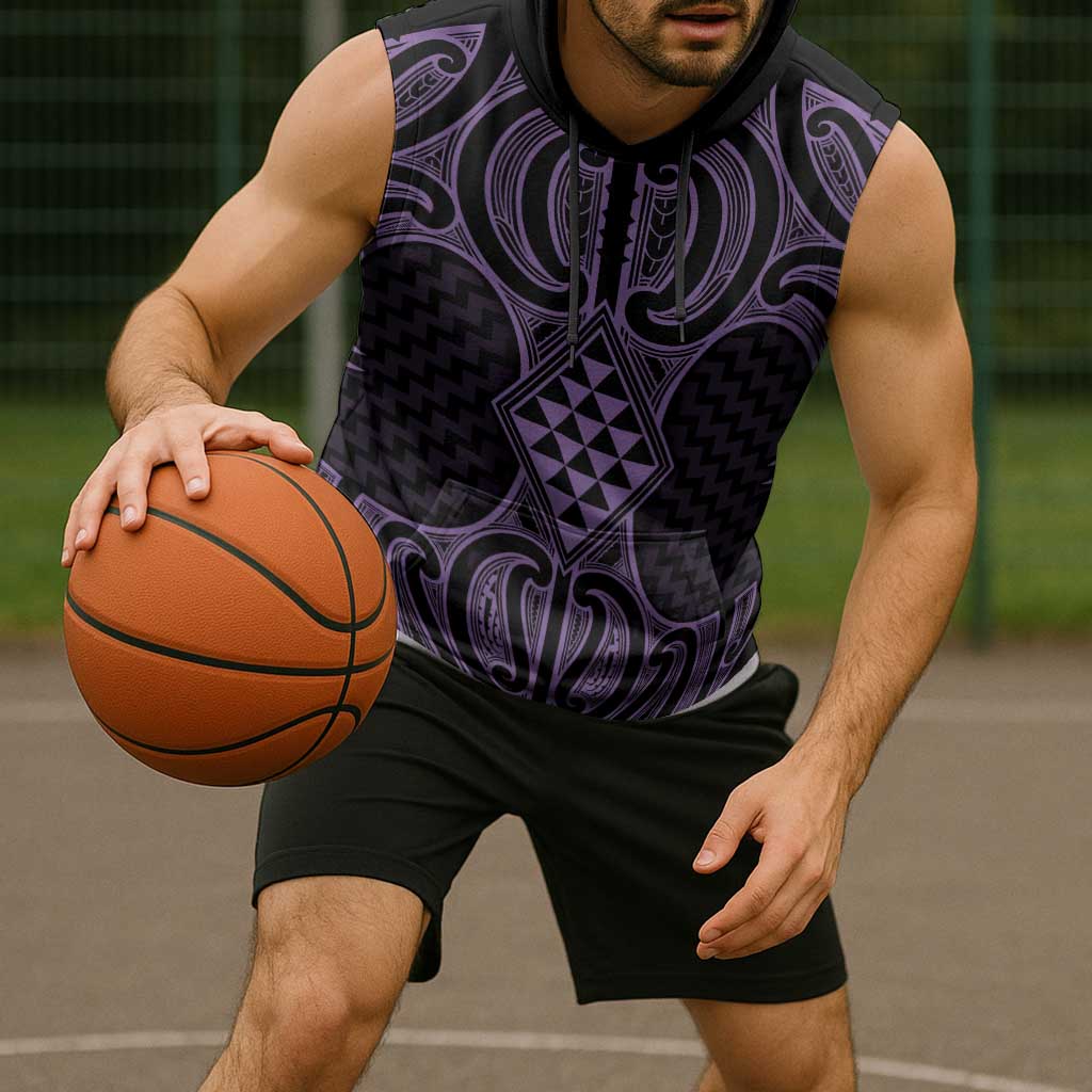 Waiporoporo Maori Ta Moko Poutama Art Sleeveless Hoodie - Polynesian Pride